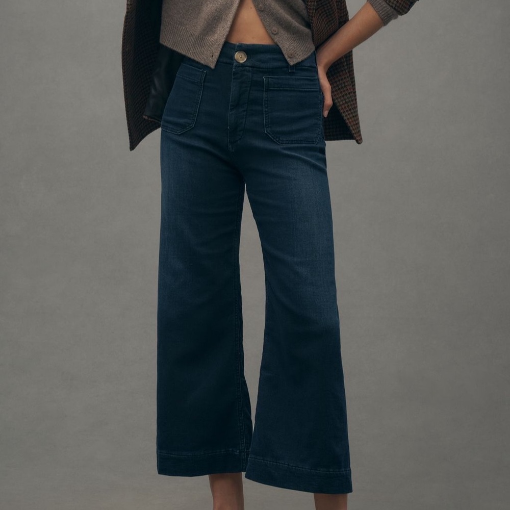 ANTHROPOLOGIE MAEVE The Colette Knit Crop High-Rise Wide Leg Jean